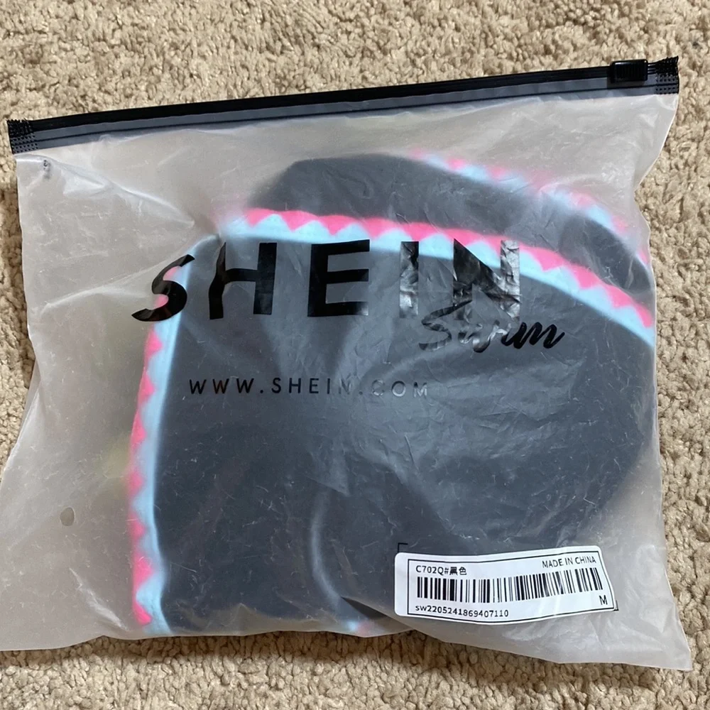 Shein Black Pink Rimmed String Bikini M